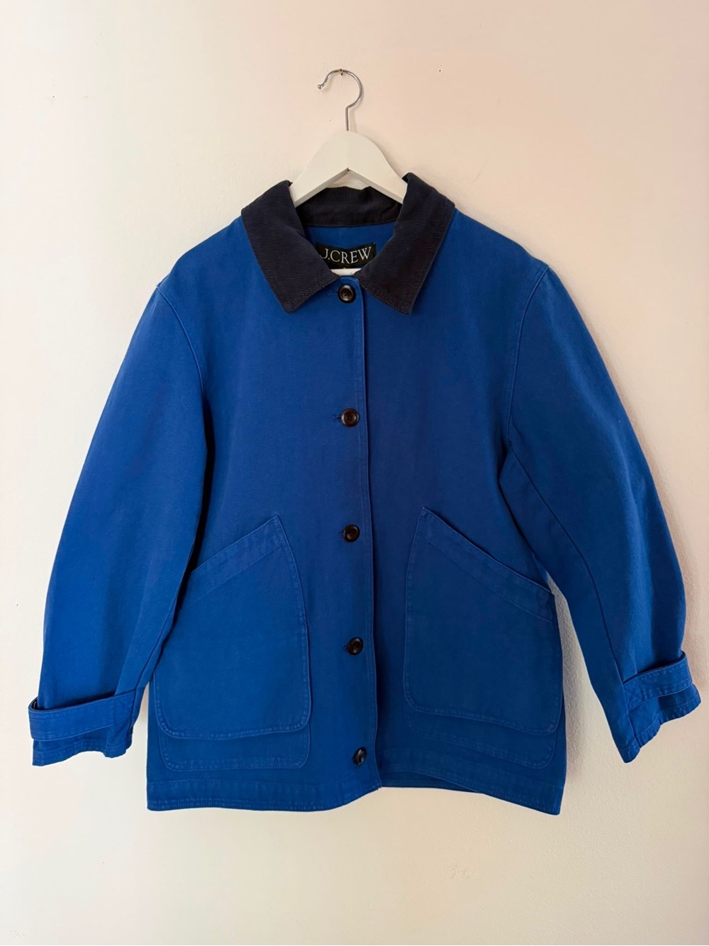 J.Crew Barn Jacket Women M Blue Cotton Canvas Corduroy Collar NWT CI107 - Picture 3 of 11